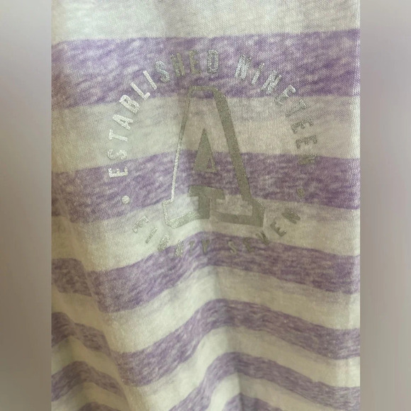 AEROPOSTALE Color Block Purple Stripes Logo Casual T Shirt Size Large NWT - Picture 10 of 10